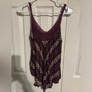 American Eagle Outfitters Purple and Cream Tank Top